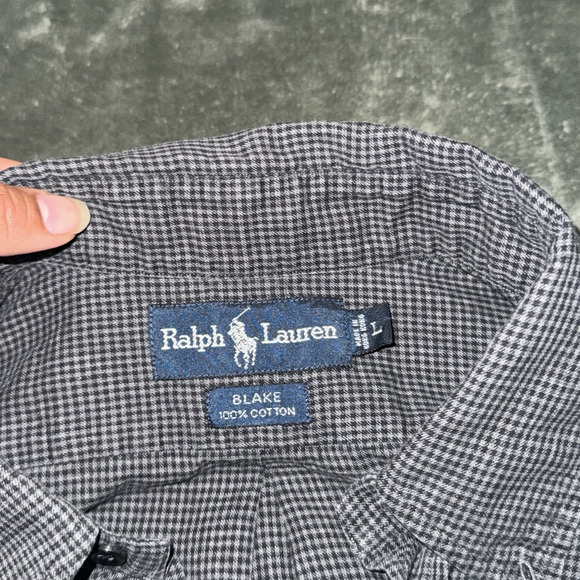 Ralph Lauren Blake Shirt Men's Large Black Houndstooth Long Sleeve Button-Down - Picture 4 of 7